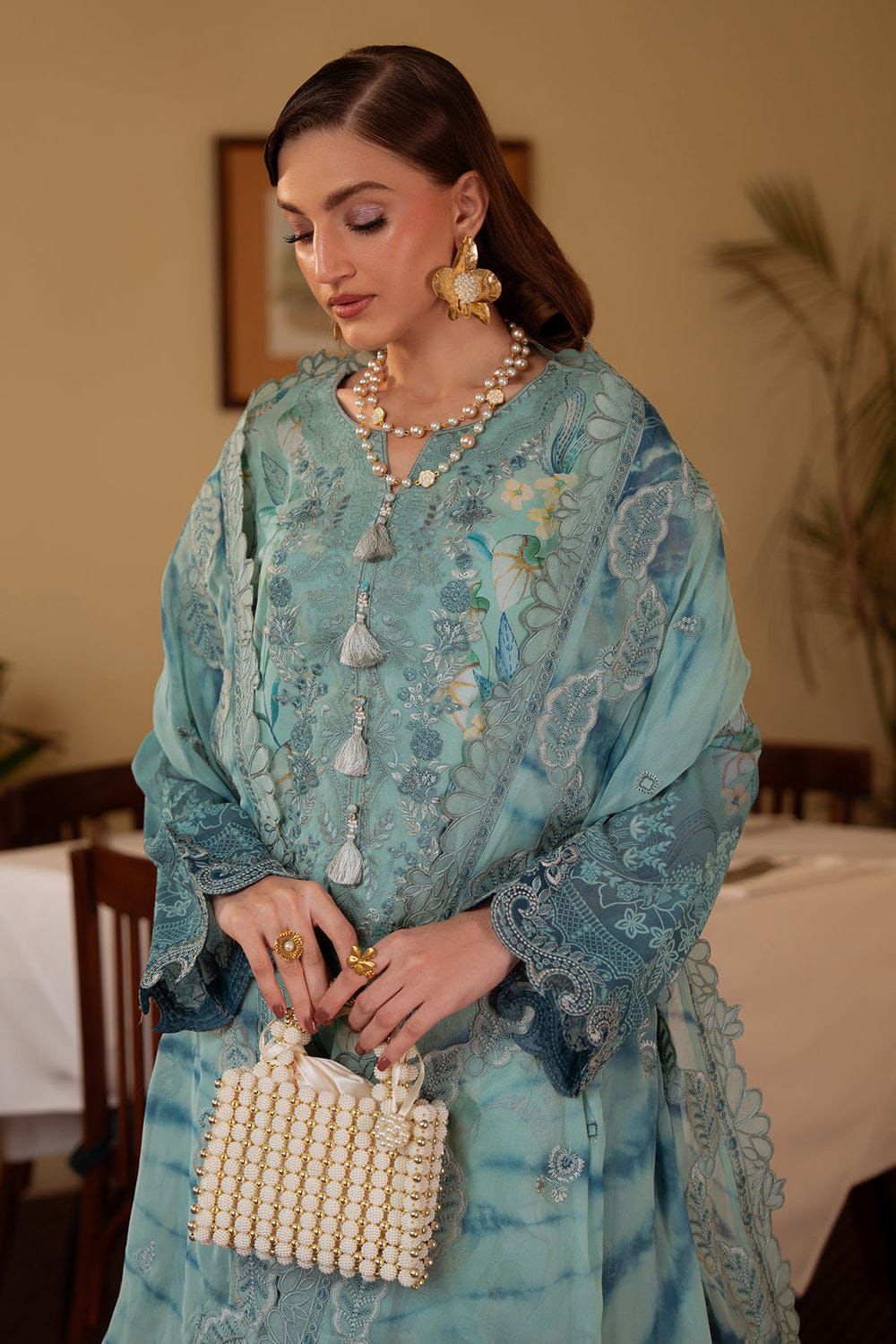 3 Piece Printed Lawn Suit With Chiffon Dupatta