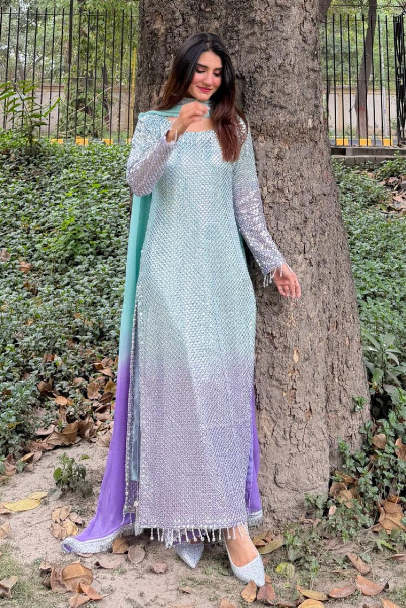 3 Piece Ready To Wear Chiffon Suit