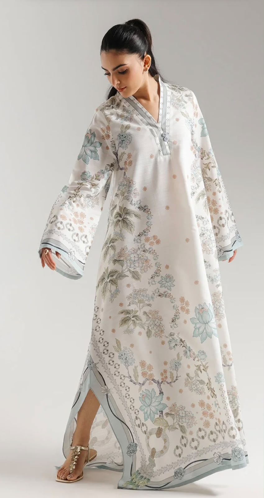 Digital Printed Silk Long Dress | Elegant Casual & Festive Wear