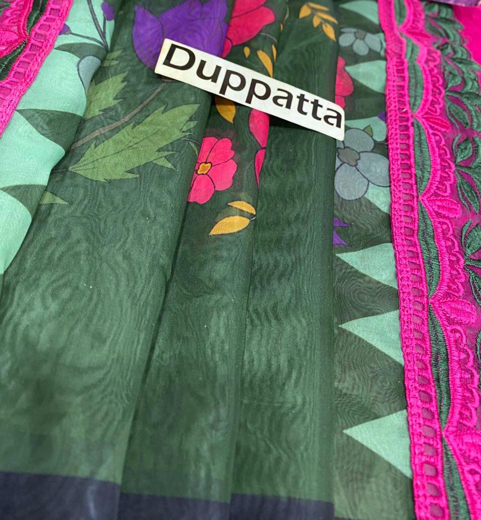 Luxury Fuchsia Pink 3 Piece Lawn Suit