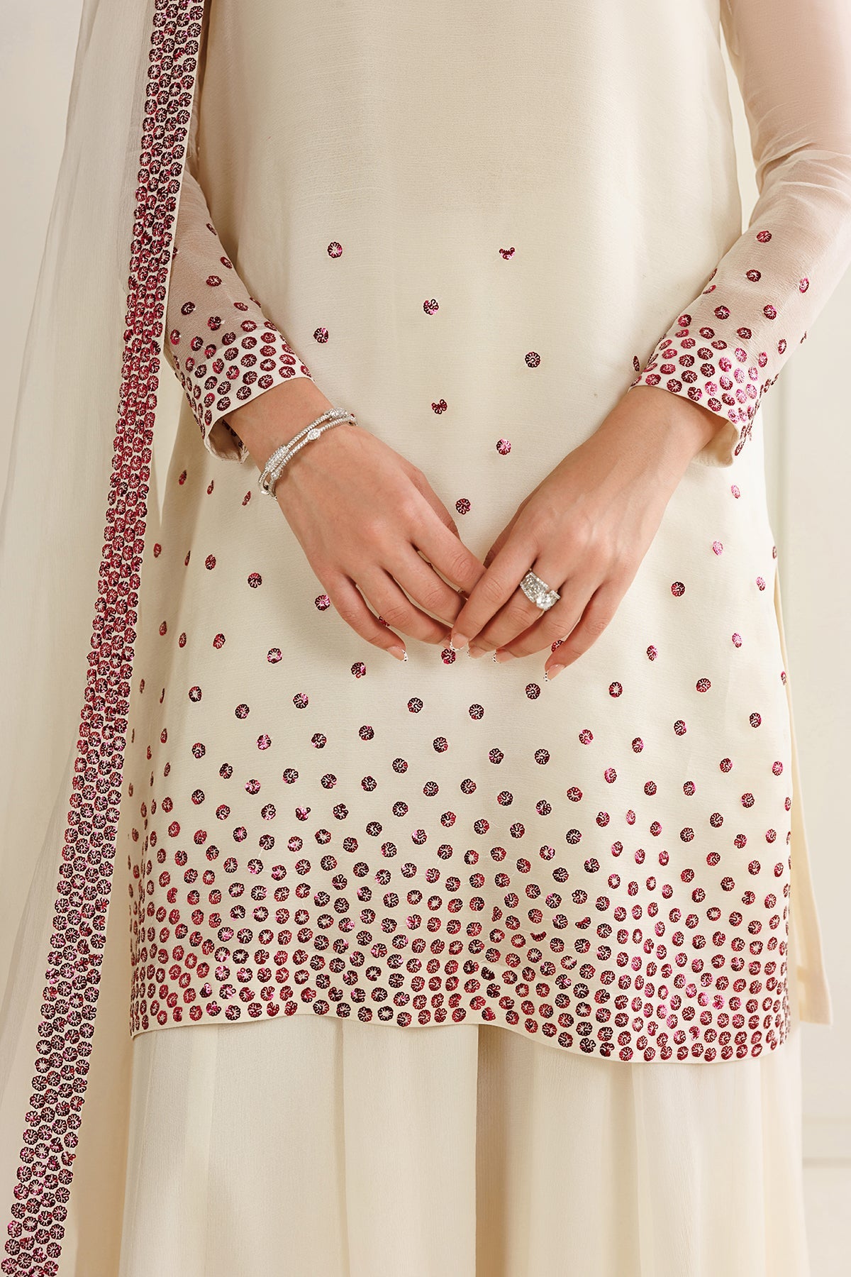 Elegant Chiffon 3-Piece Outfit with Silk Trousers