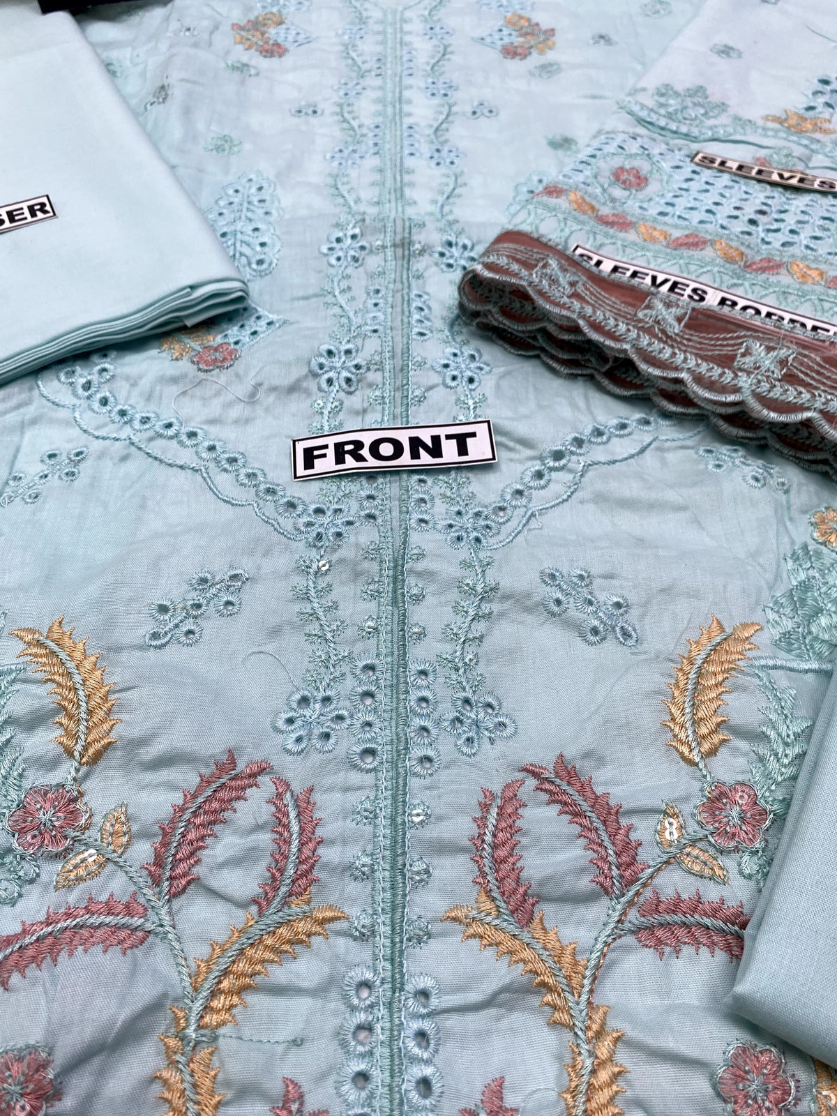 3-Piece Luxury Embroidered Cotton Suit with Soft Chiffon Dupatta